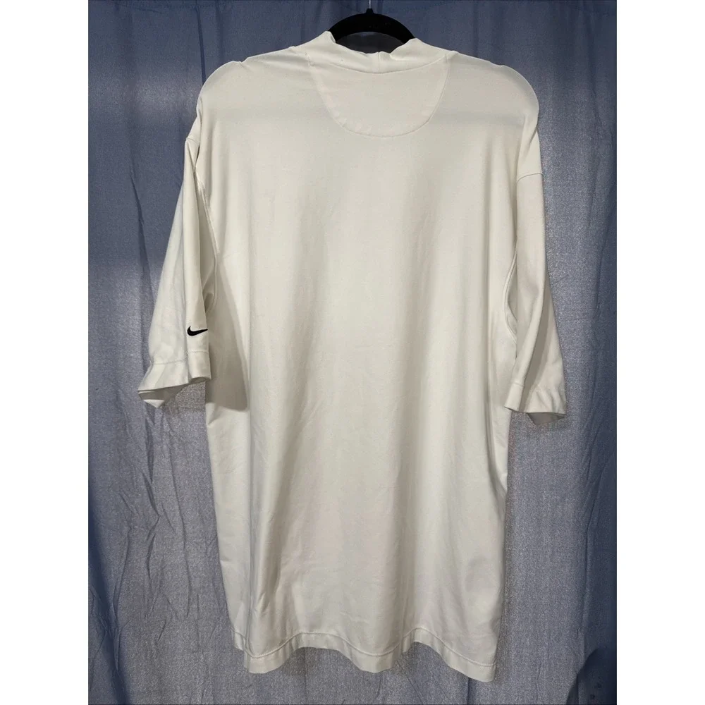 Vintage Nike Golf Dri-FIT UV Mock Neck Shirt Men's Off White Short Sleeve XL